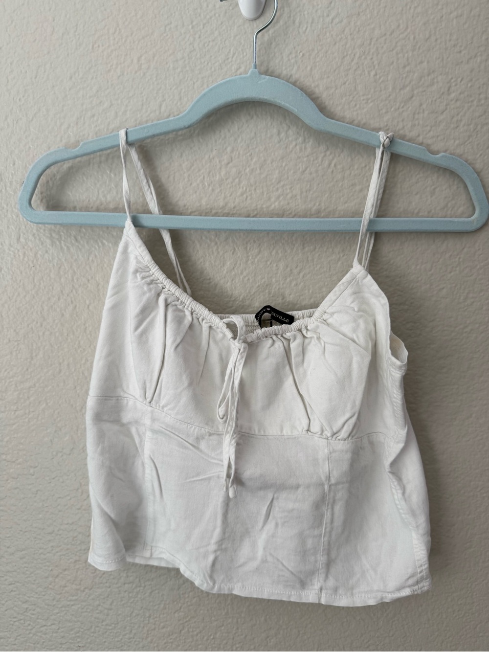 Brandy Melville Cropped Tie Tank in White